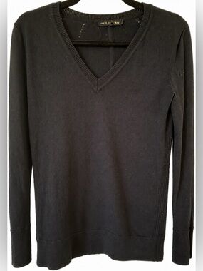 Rag & Bone/JEAN Black Merino Wool V-Neck Sweater XS